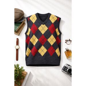 VTG Avon Scotland Argyle Wool Sweater Vest Preppy‎ Heritage Size L